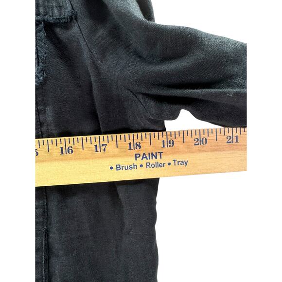 Tommy Bahama Two Palms Linen Button Front Jacket S Black Raw Edge Cropped - Picture 4 of 8